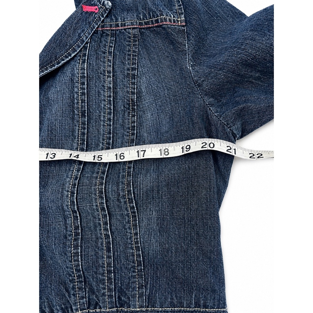 Jones Wear Jeans Size 12 Dark Wash Denim Blazer Floral Lined Cotton Jacket - Picture 6 of 8